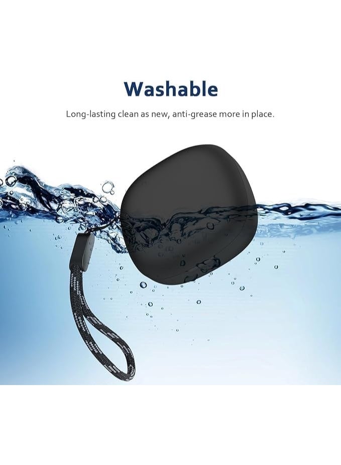 Fekra Silicone Case Cover for Anker Soundcore R50i / P20i / P25i – Portable Protective Sleeve with Keychain- Black - Image 4